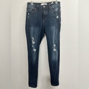 Kan Can Skinny Jeans Womens size 27 Mid Rise Destroyed Style